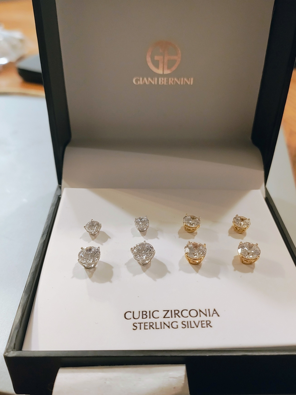 Giani Bernini Sterling Silver Cubic Zirconia Stud Earrings - Silver & Gold